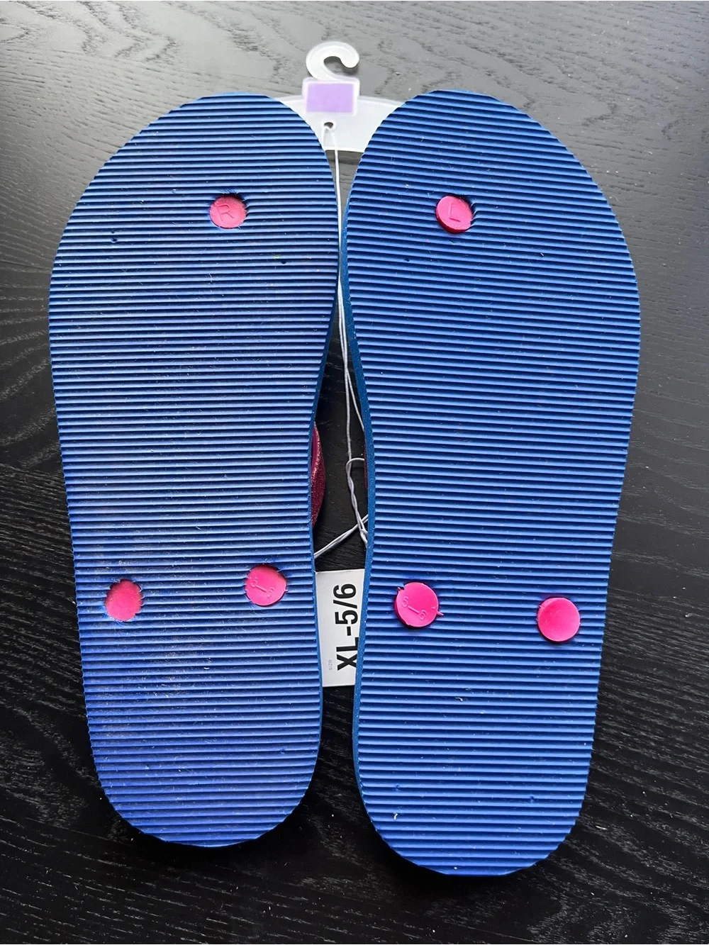 Xhilaration Girls Flip Flops Blues Gail Blue Pink Glitter Size XL 5/6 New